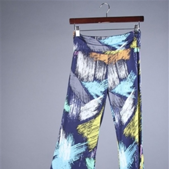 Honeylee Jersey Knit Navy Abstract Paint Print Wide Leg Lightweight Pants - Picture 2 of 10